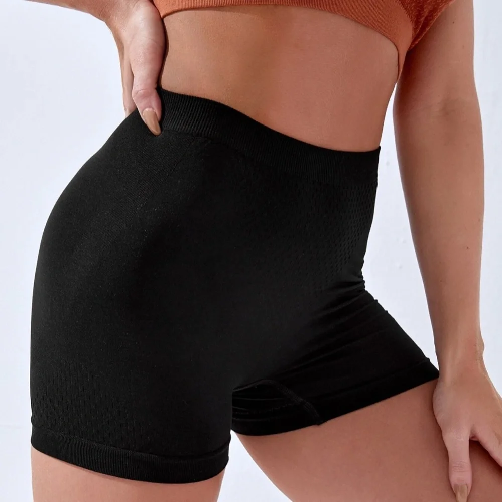 Black High Waist Sports Shorts - Picture 5 of 6